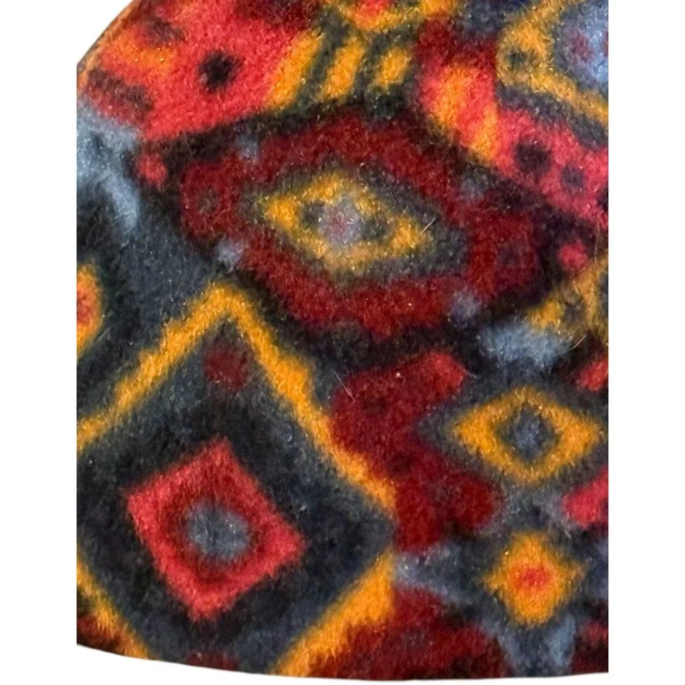 Vintage 90s Y2K Black Canyon Fleece Beanie Snowboard Ski Hat Geometric Aztec Cap